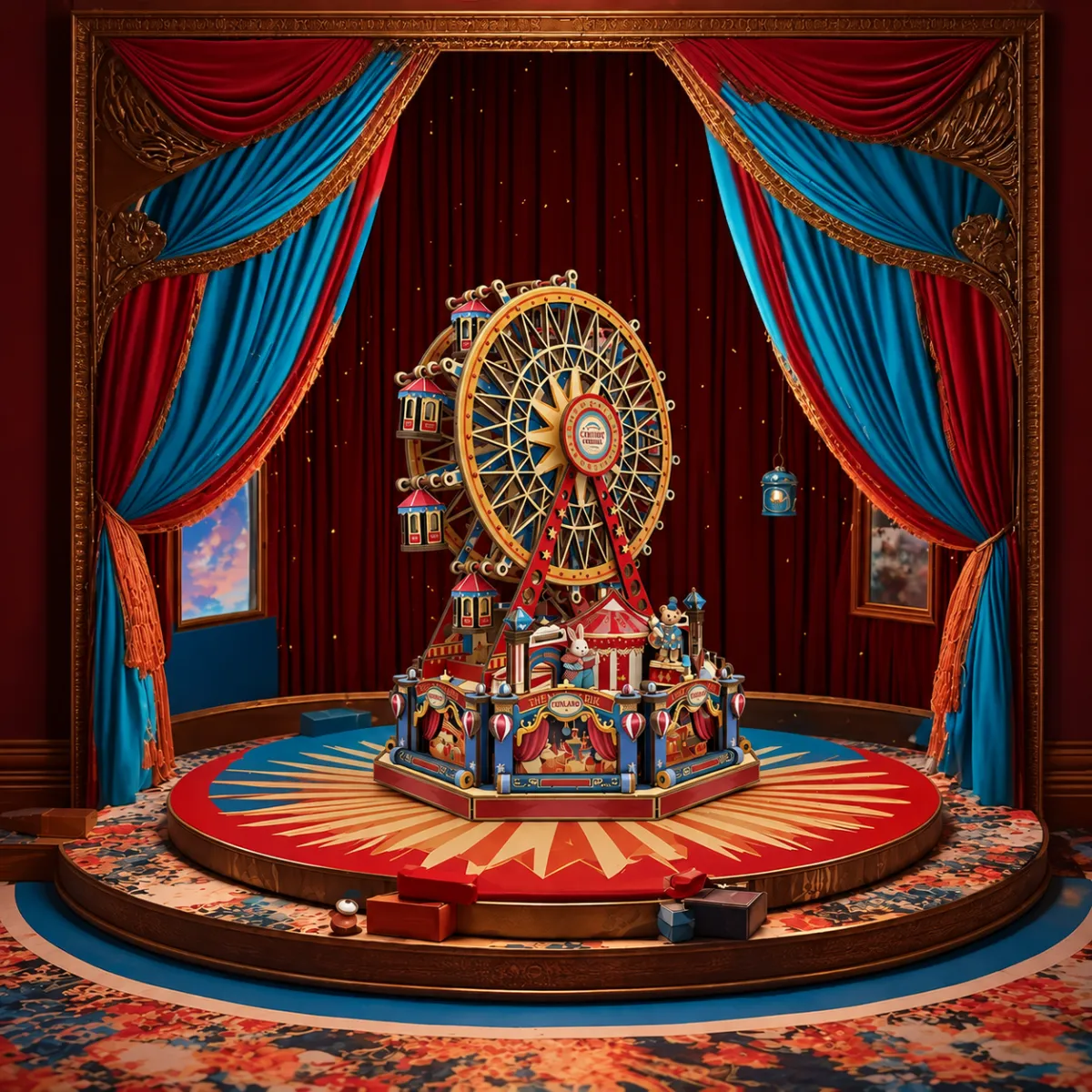 Century Ferris Wheel DIY Miniature Kit with lights off