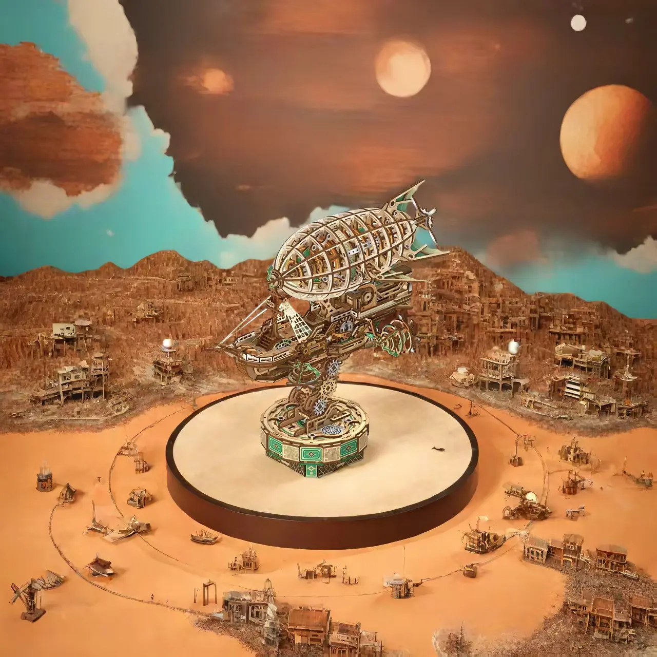 Sailing In Fog DIY 3D Mechanical Transmission Wooden Puzzle Kit