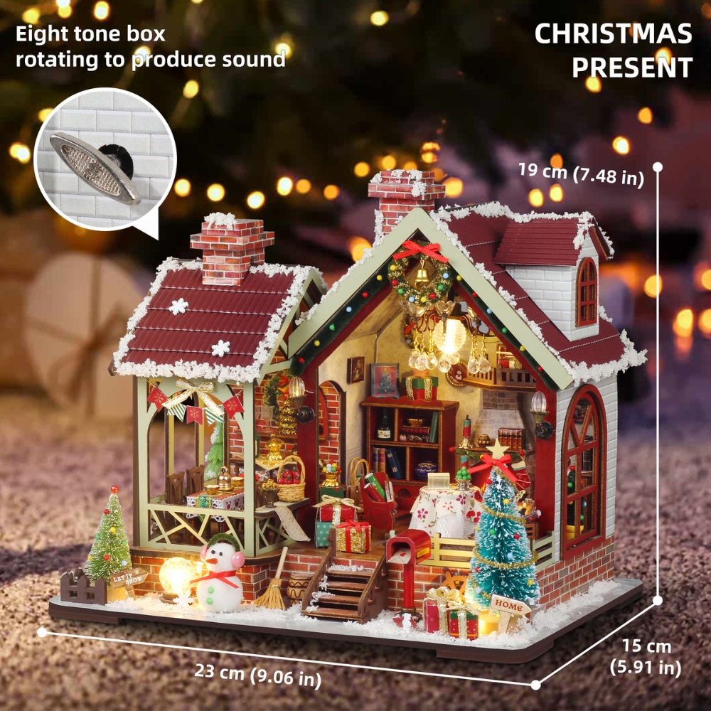 Warm Christmas Lodge Mini House Kit l DIY Miniature Kit-Book Nook World