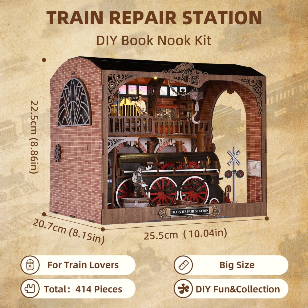 Train Repair Station DIY Book Nook Kit-Book Nook World