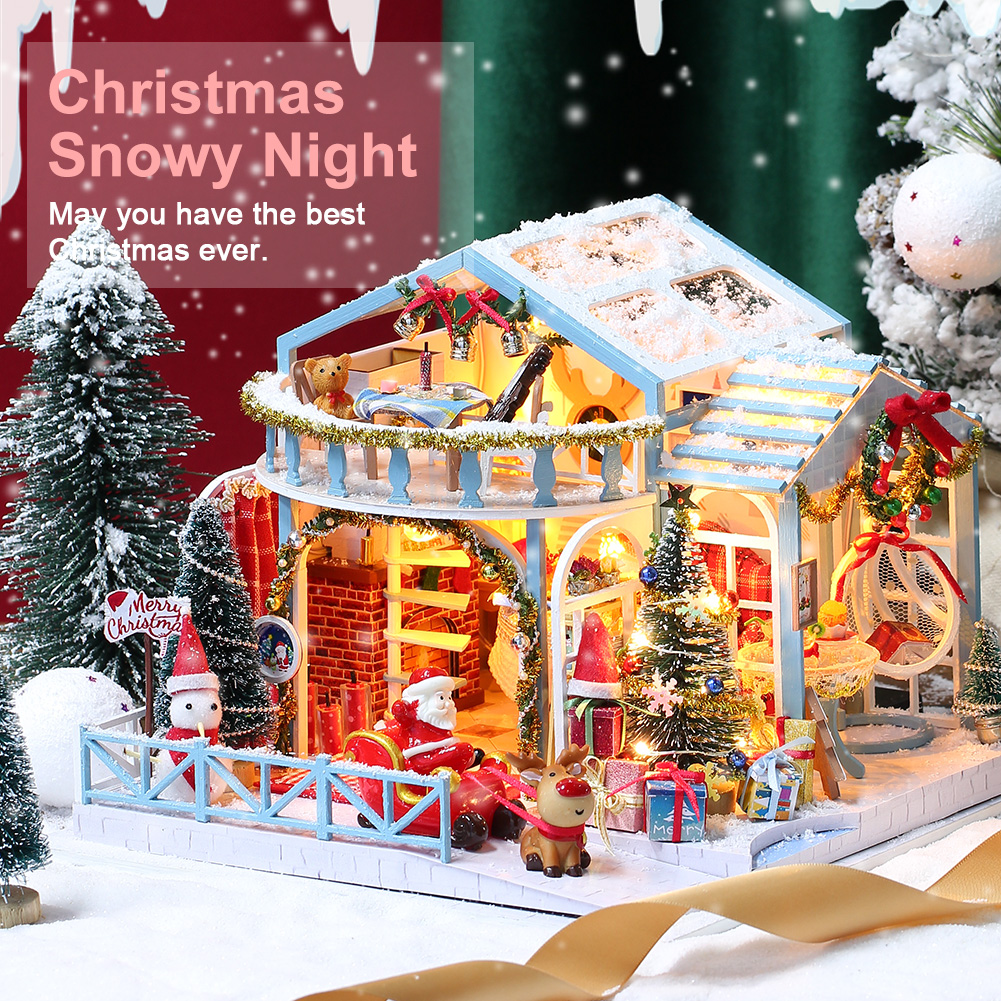 Christmas Snowy Night DIY Miniature Dollhouse Kit-Book Nook World