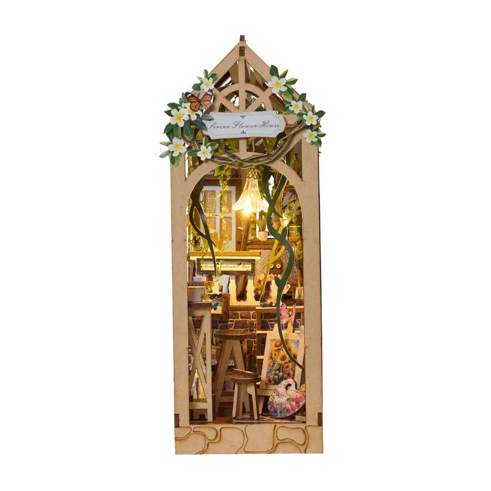 Serene Flower House DIY Book Nook Kit build details