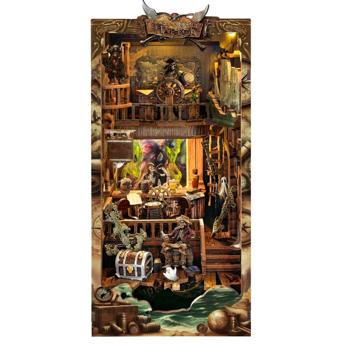 Bouwdetails van Nieuw Wereld Spookschip DIY Boekenhoek Kit