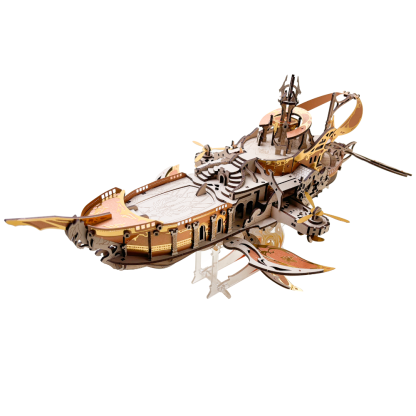 Whale Ark of the Universe 3D Mechanical Transmission Wooden Puzzle Kit-Book Nook World
