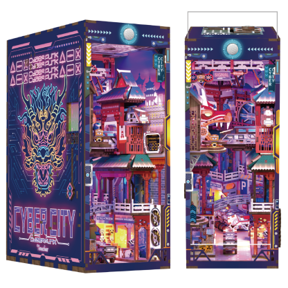 Cyber City DIY Book Nook Kit -Two Lighting Effects - Human Body Sensing Switch & Touch Switch -Book Nook World