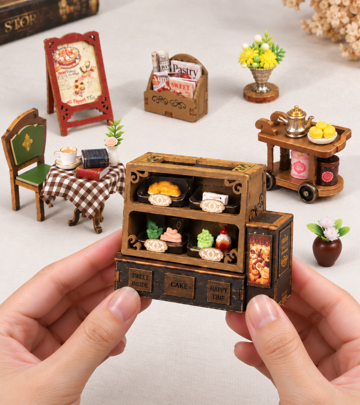 Bouwdetail van Miniatuur tuindessertwinkel doe-het-zelf bouwpakket