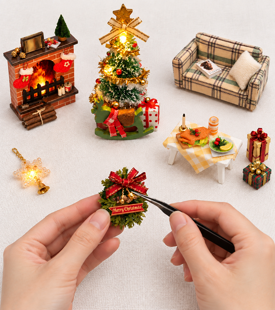 Bouwdetail van Kerstbriefjes DIY Boekenhoekje Kit