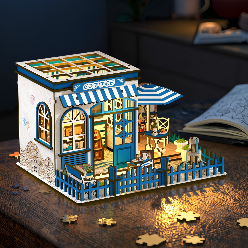 Santorini Sun Coffee DIY Mini House Kit | DIY Miniature Kit-Book Nook World