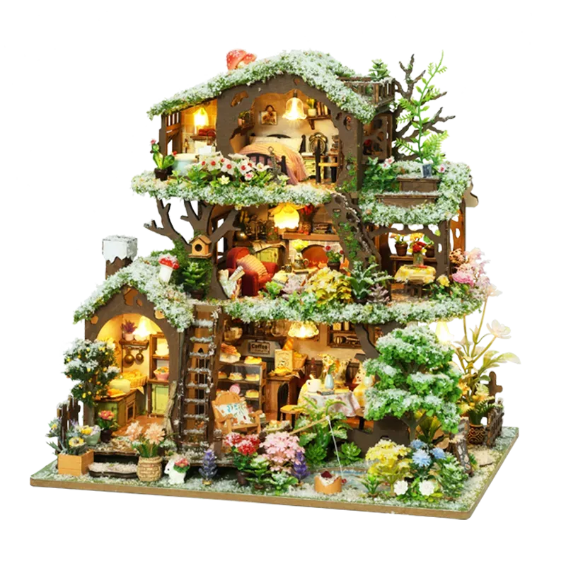 Time Treehouse DIY Mini House Kit l DIY Miniature Kit (Snowy Scene Edition) build details