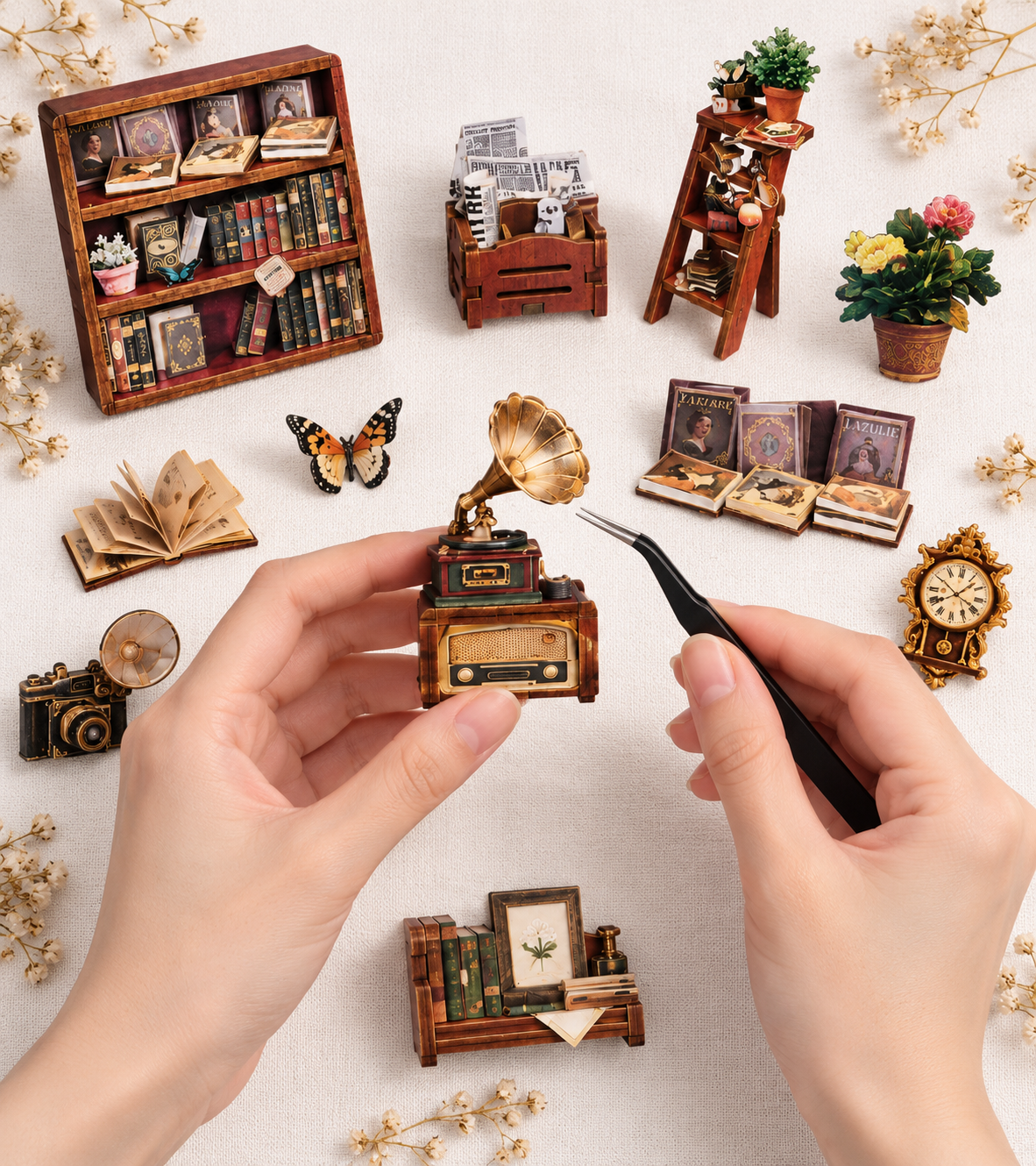 Holiday Bookstore Story Frame Kit｜3-in-1 Puzzle Kit build detail