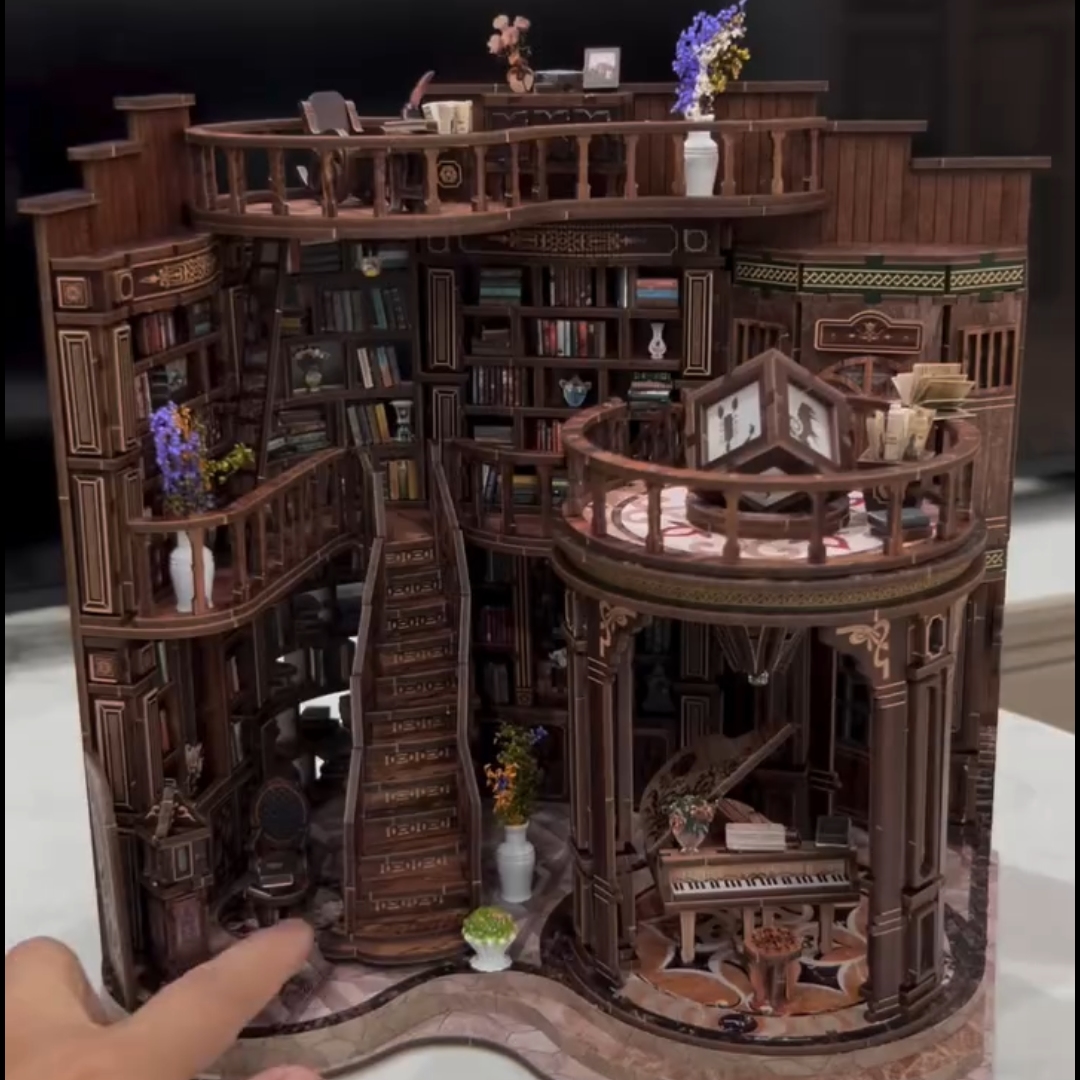 Dreamy Book Hall DIY Mini House Kit | DIY Miniature Kit with lights off