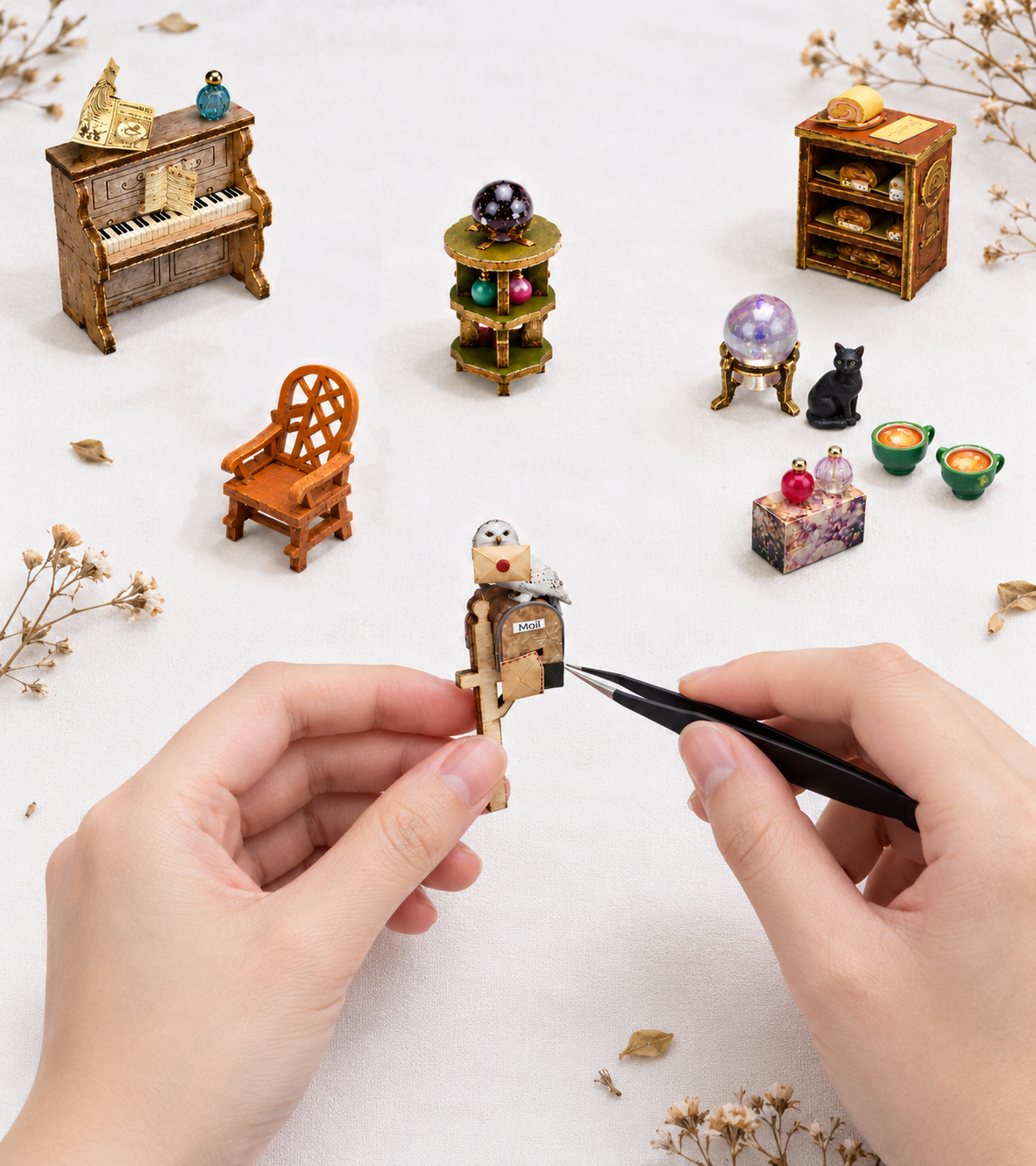 Hollow Magic Coffee Shop DIY Miniature Kit build detail