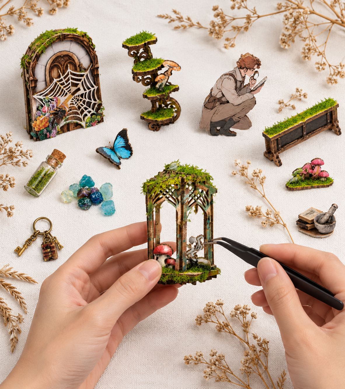 Insect Story DIY Book Nook Kit build detail