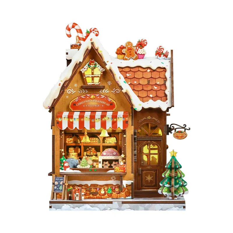 Christmas Gingerbread Cottage DIY Miniature Kit build details