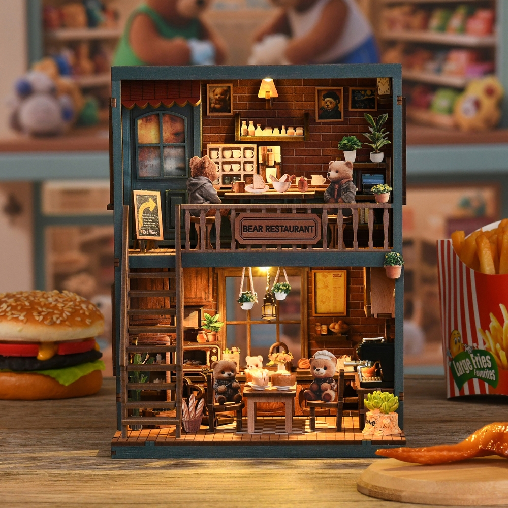 Bear Restaurant DIY Book Nook Kit-Book Nook World