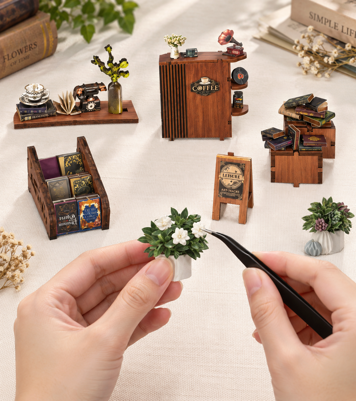 Bouwdetail van Moments In Time DIY Boekhoekset
