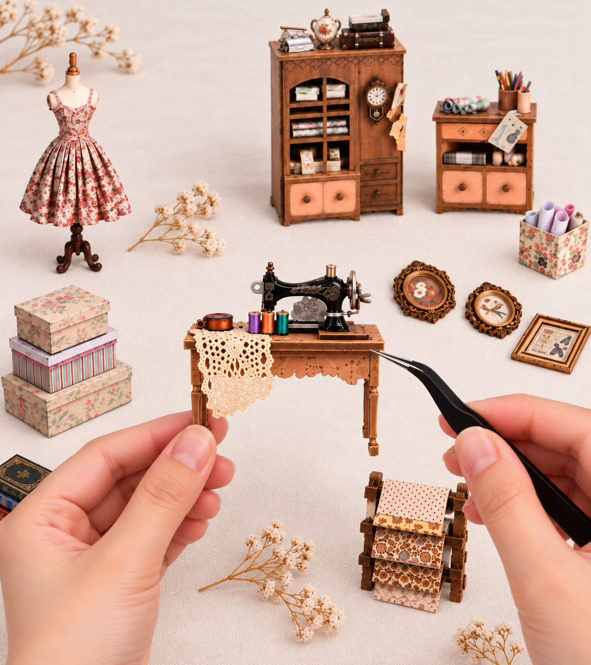 Lily Sewing Shop 故事框架套件|3合1 拼图套件 组装细节