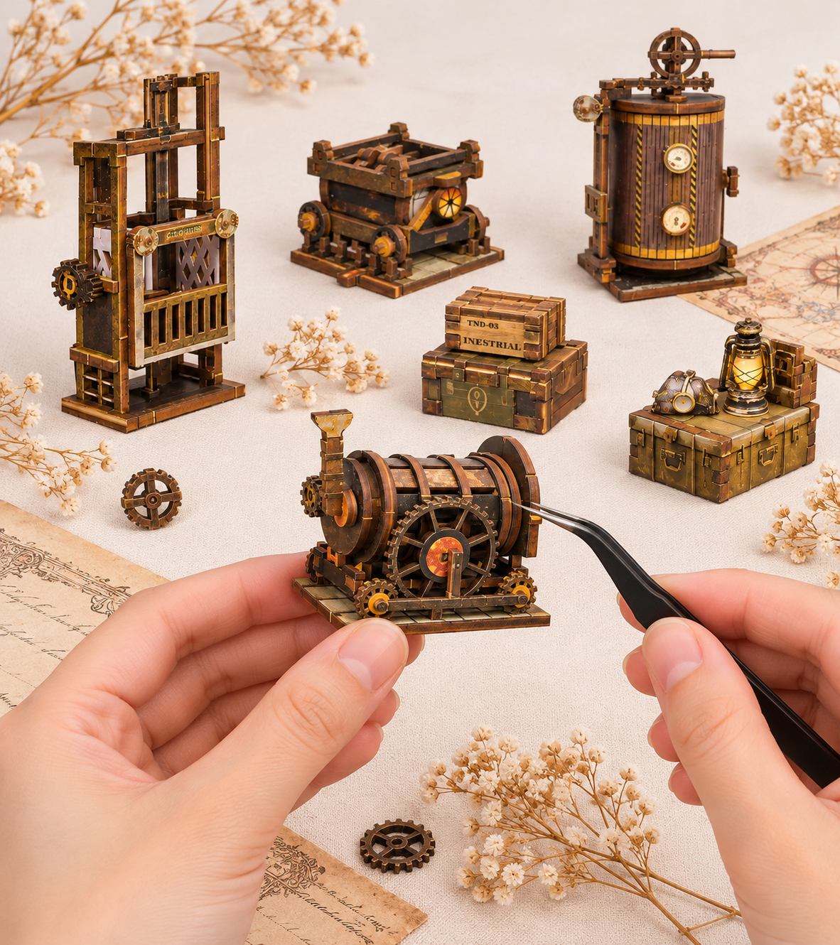Machinery Dreams DIY Book Nook Kit build detail