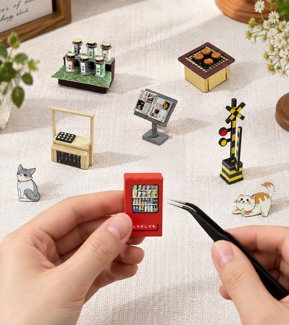 Tokyo Sakura Holiday DIY Book Nook Kit build detail