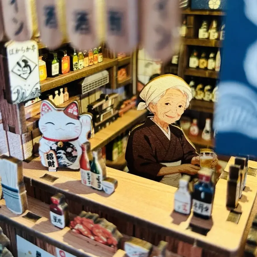 Warm Izakaya Counter Scene