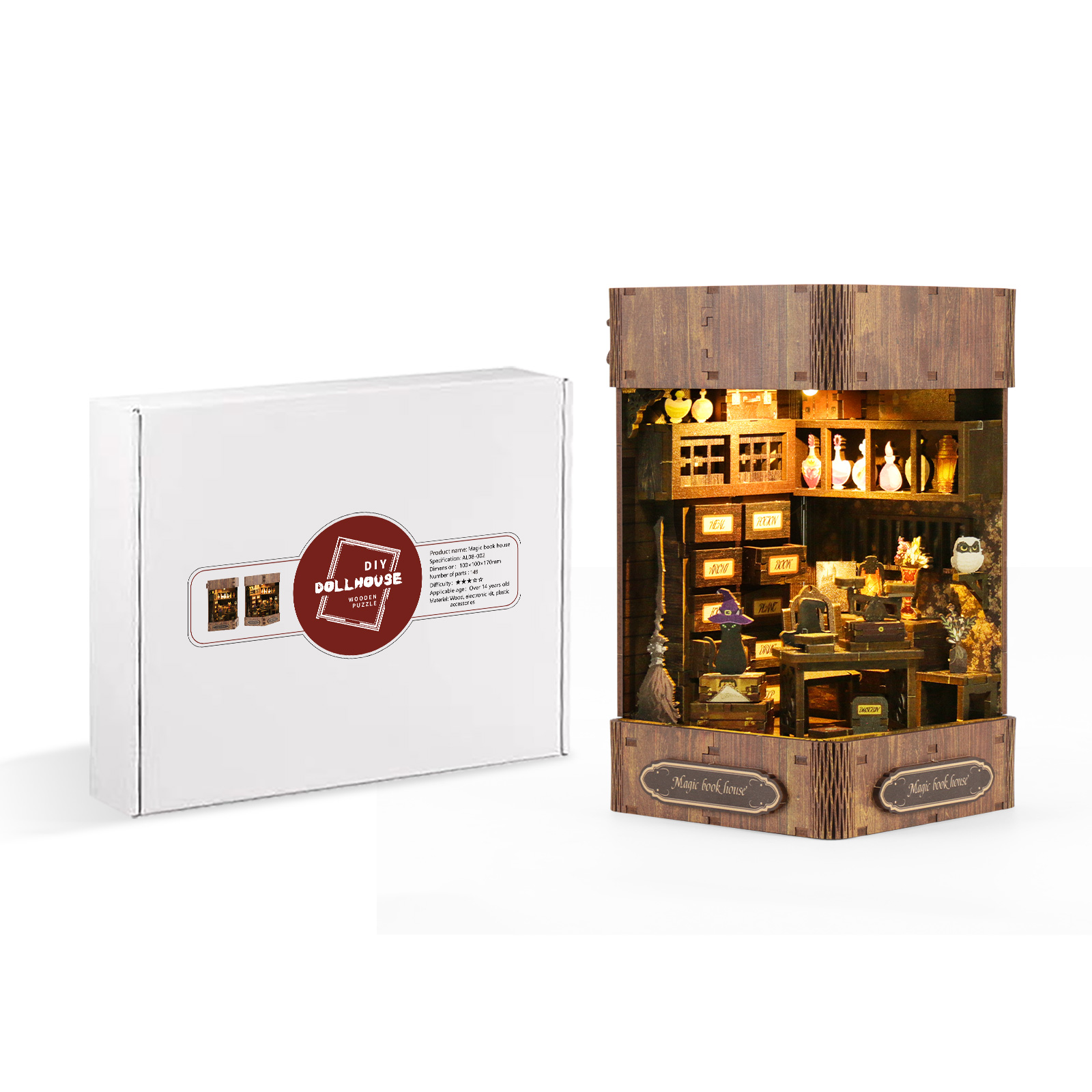 Magic Book House DIY Book Nook Kit & DIY Doll House Kit-Book Nook World