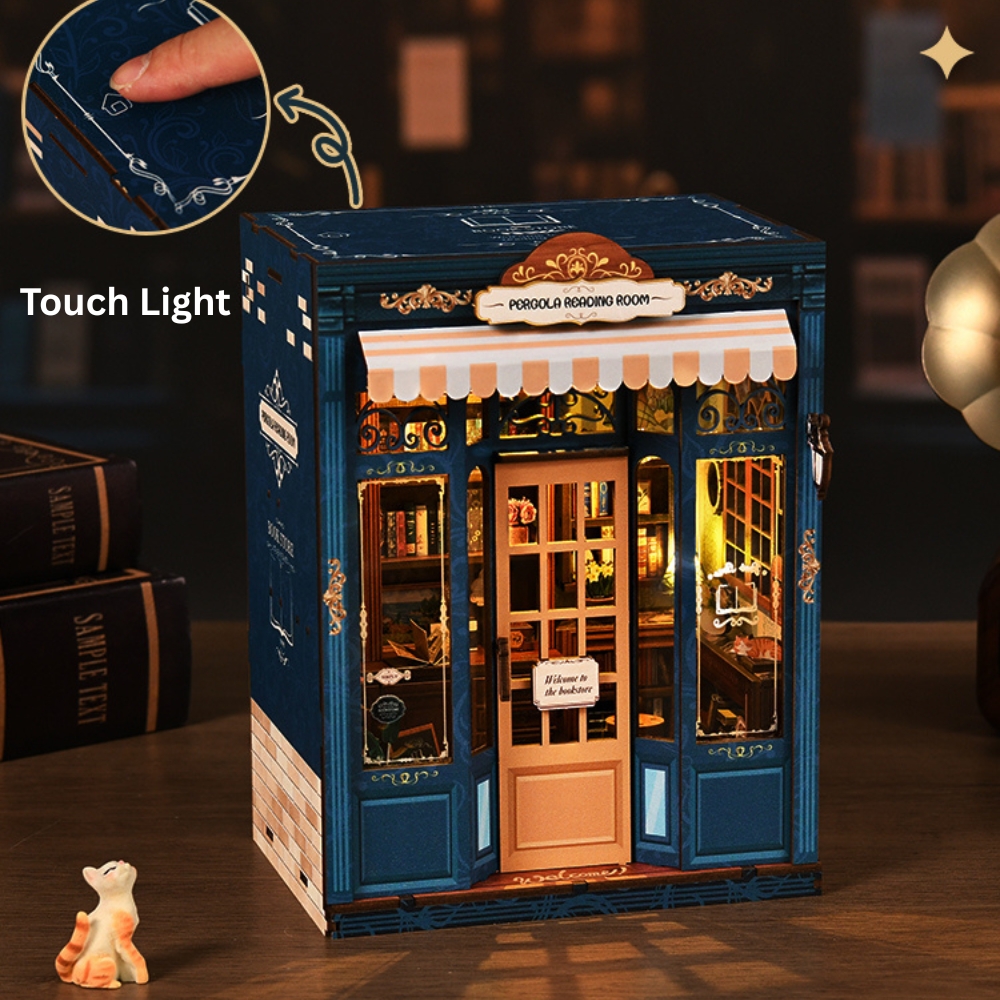 Pergola Reading Room DIY Book Nook Kit with touch sensitive LED light