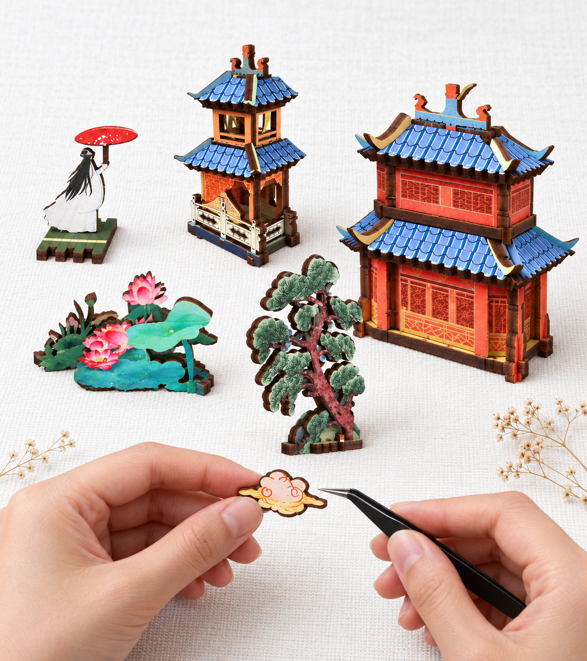 Penglai Wonderland DIY Book Nook Kit build detail