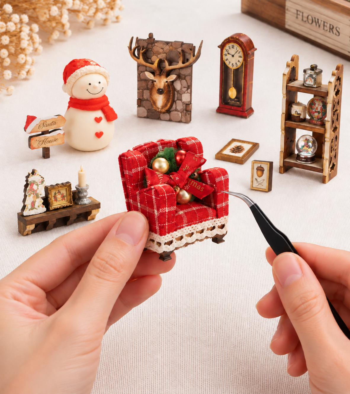 Bouwdetail van Santa's Cottage ｜ Kerstserie DIY Boekhoek Kit