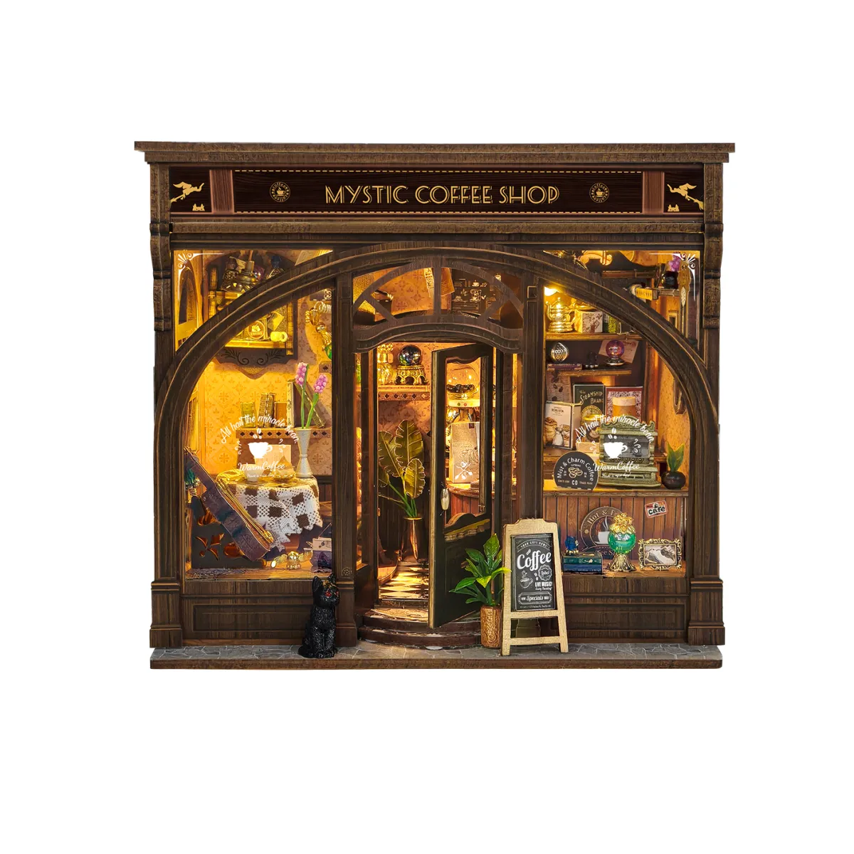 Mystic Coffee Shop DIY Miniature Dollhouse Kit build details