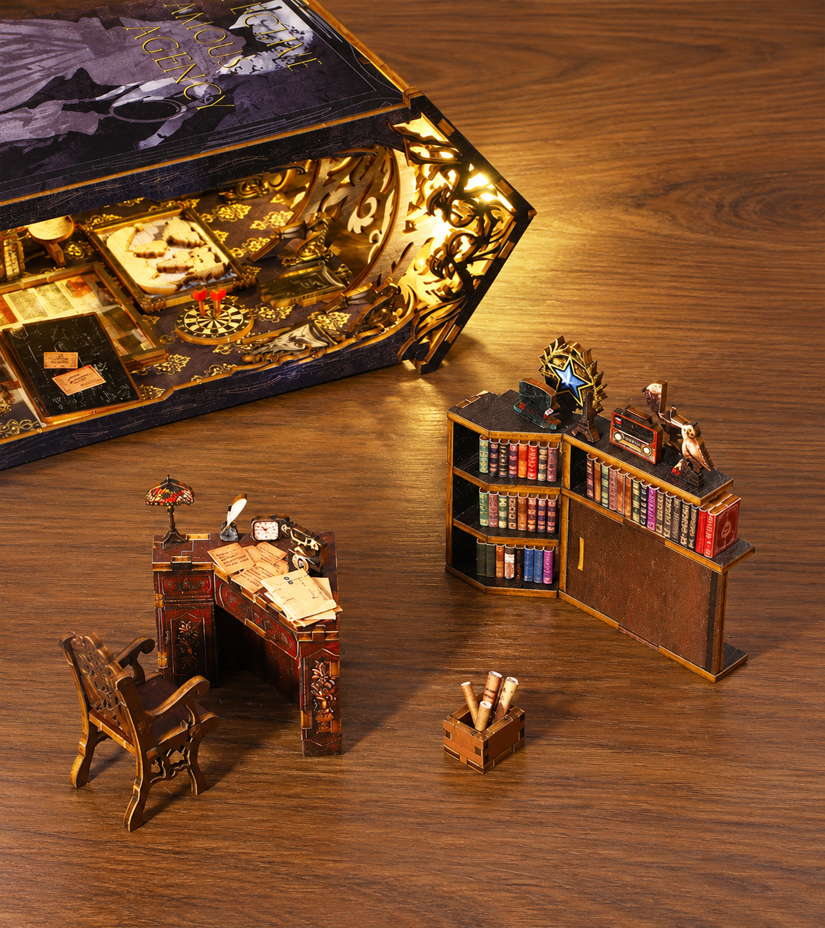Detective Agency DIY Book Nook Kit build detail