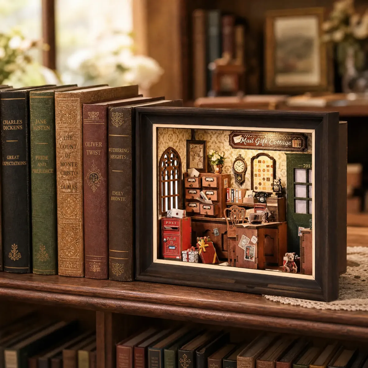 Unique Frame-Shape Diorama Decor Bookend