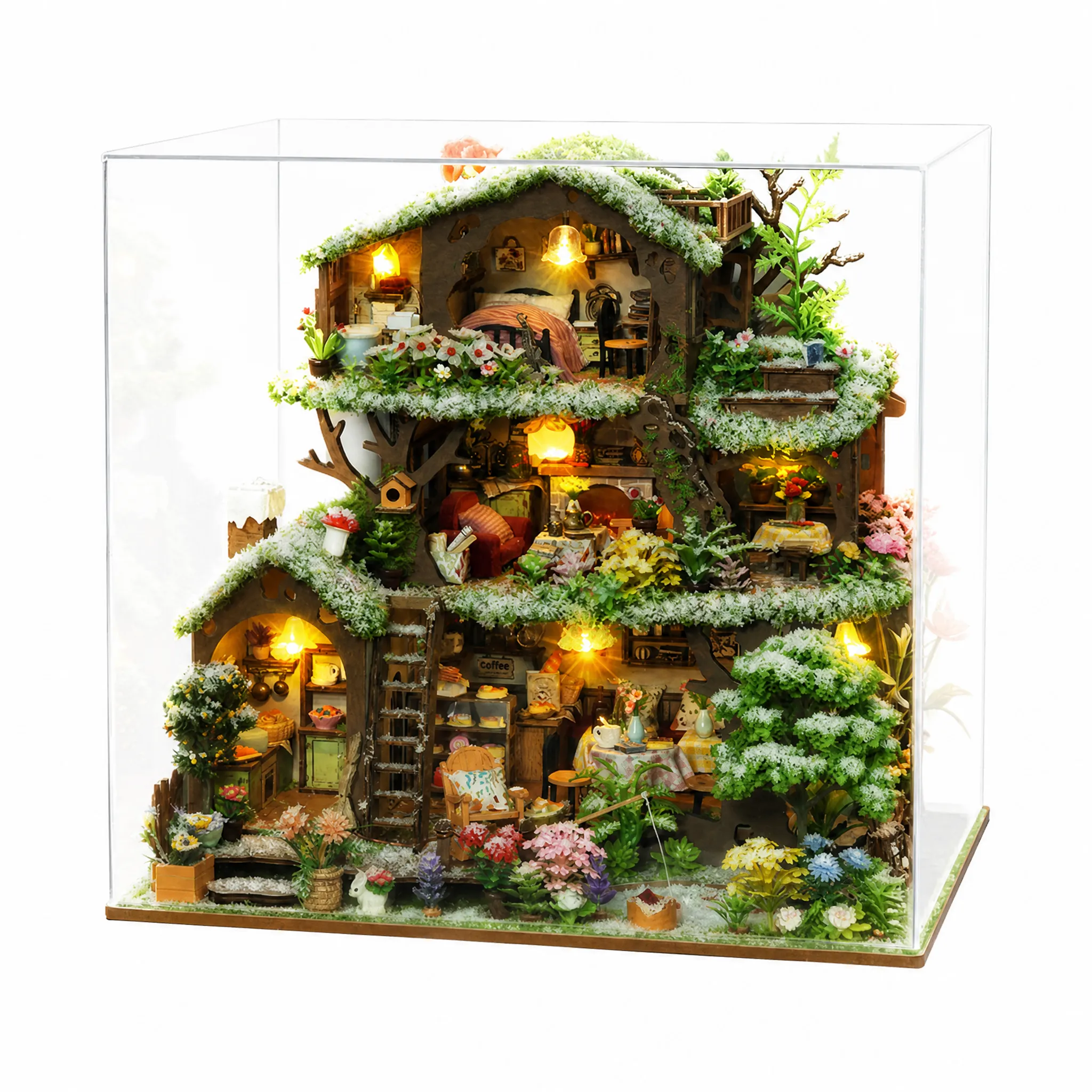 Time Treehouse DIY Mini House Kit l DIY Miniature Kit (Snowy Scene Edition)
