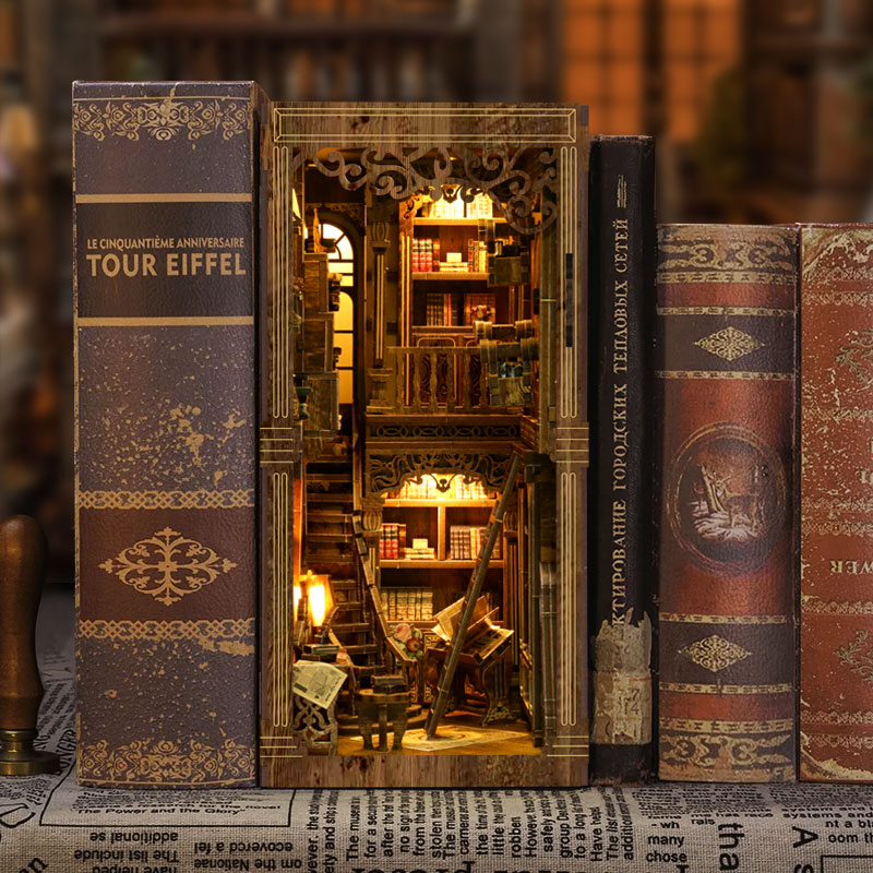 Ancient Book Collection Room DIY Book Nook Kit（Dust cover included）