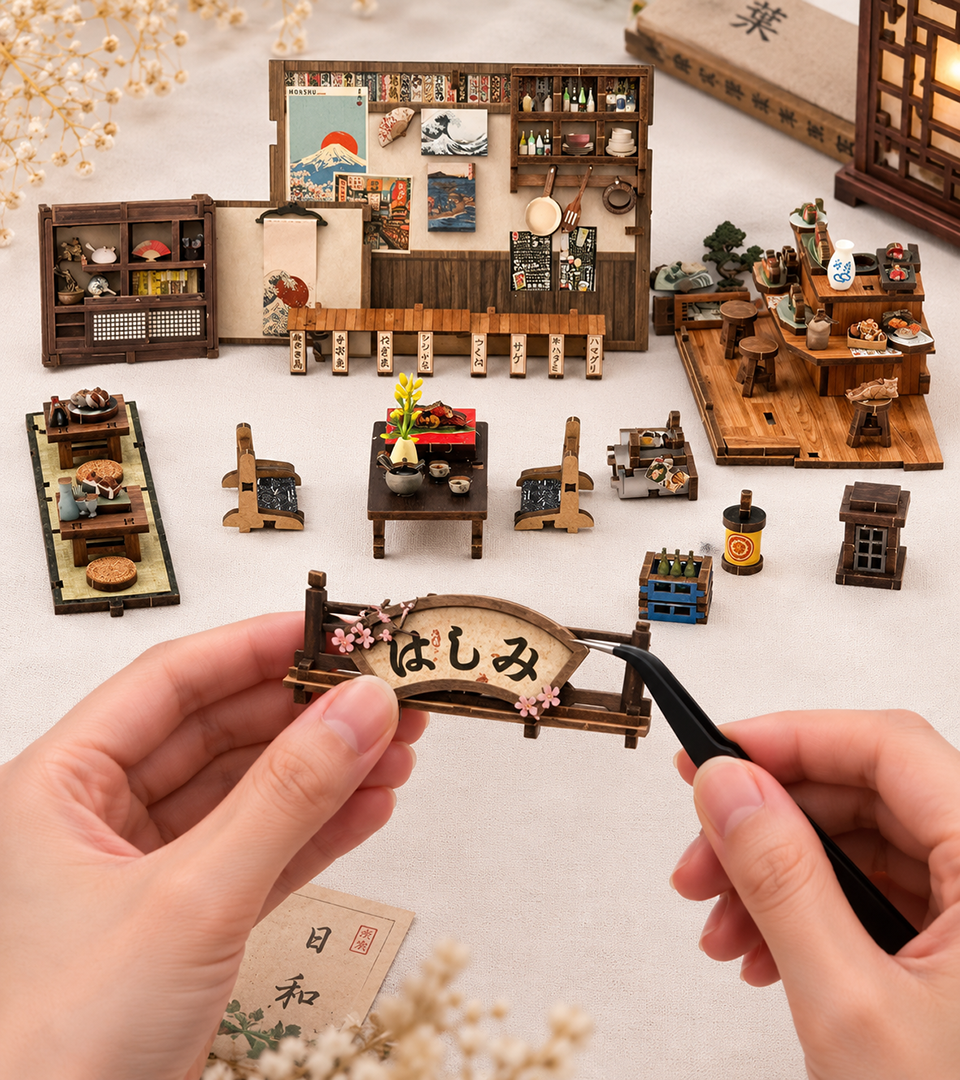 Bridgeside Machiya DIY Japanese Miniature House Kit build detail