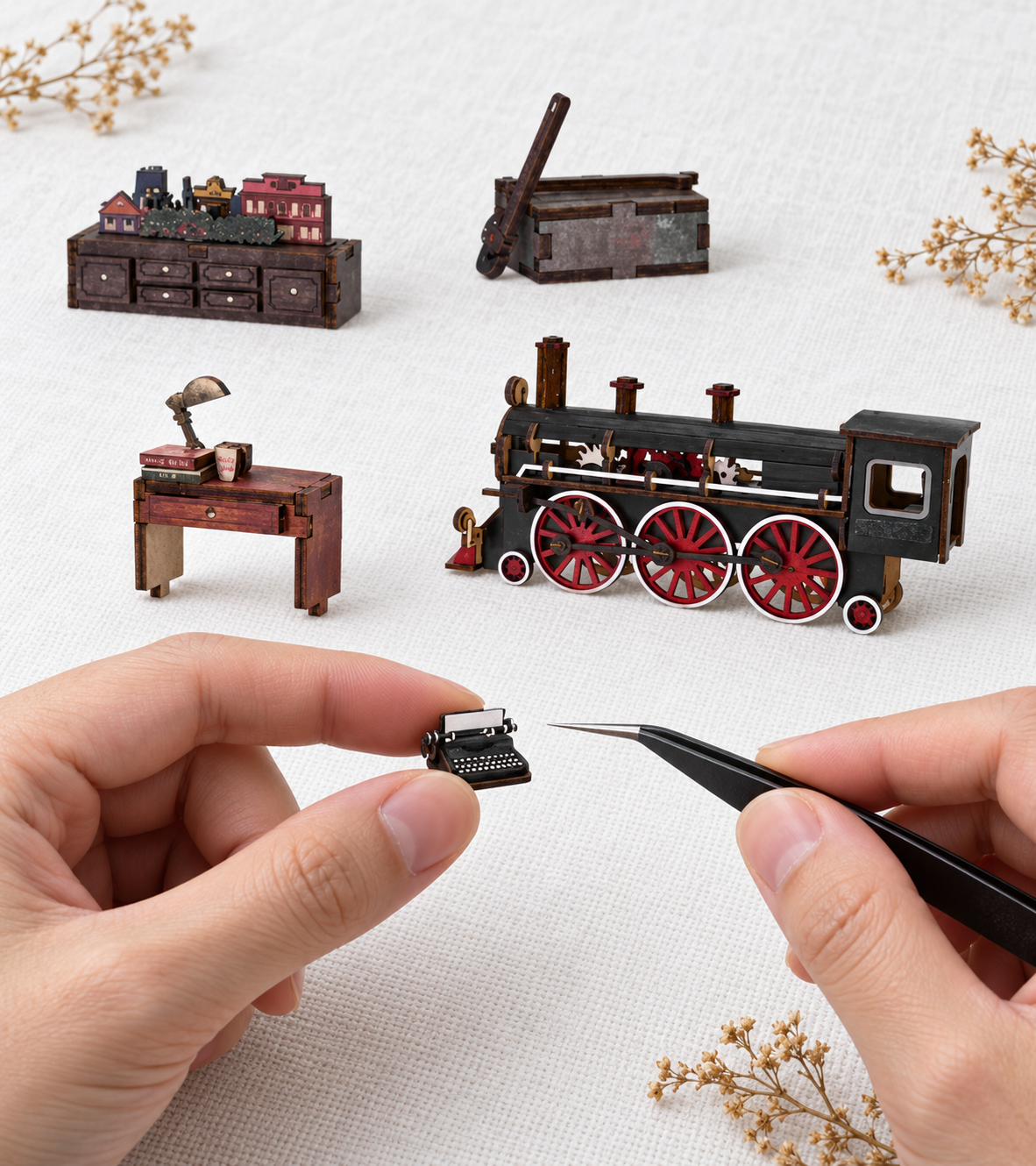 Train Repair Station DIY Book Nook Kit build detail