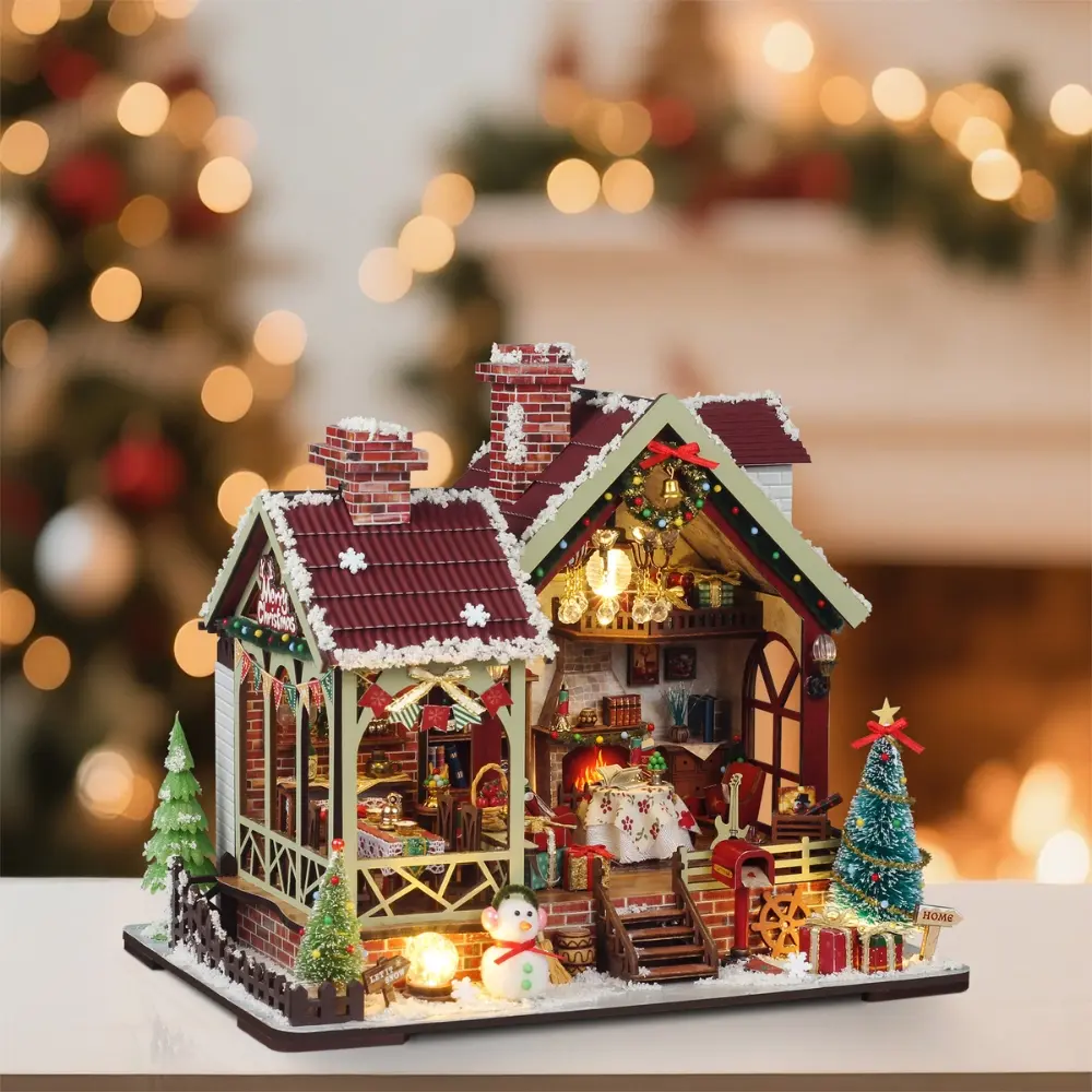 Warm Christmas Lodge Mini House Kit l DIY Miniature Kit