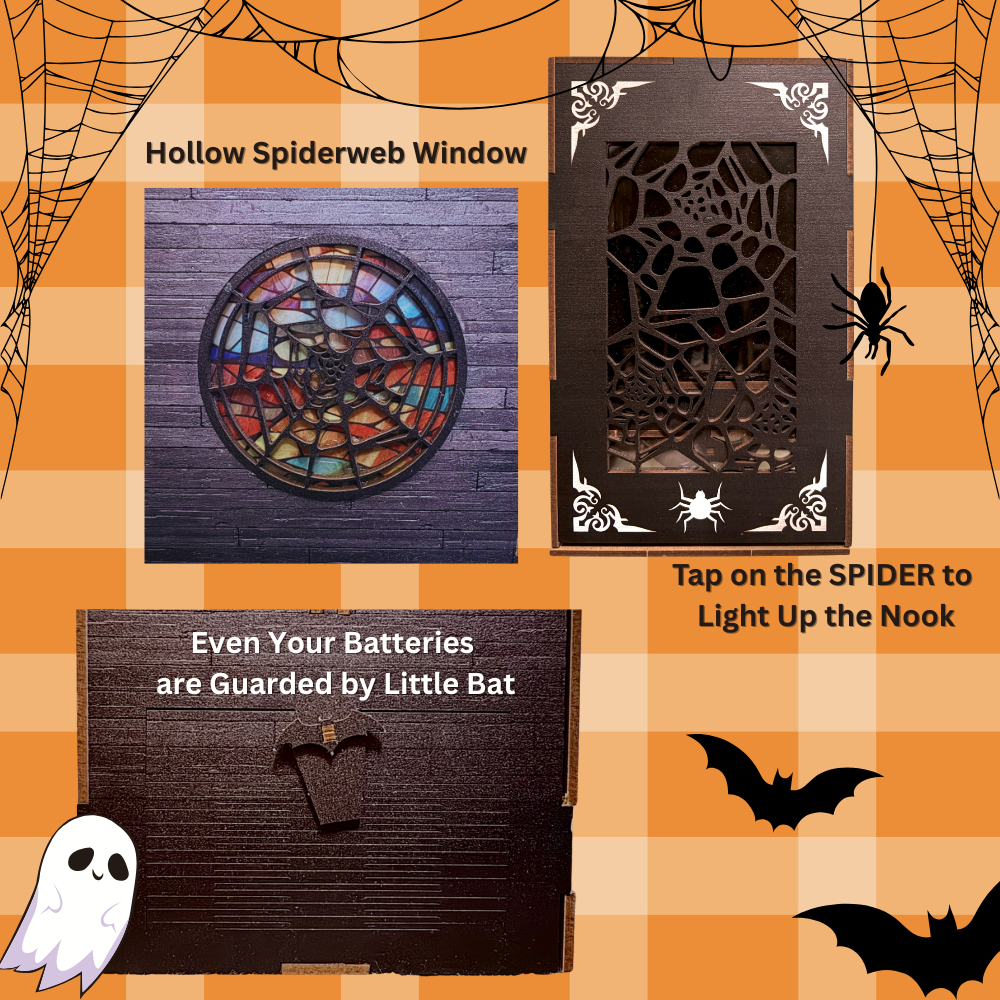 The Dark Family DIY Book Nook Kit external design, touch switch LED light-Book Nook World