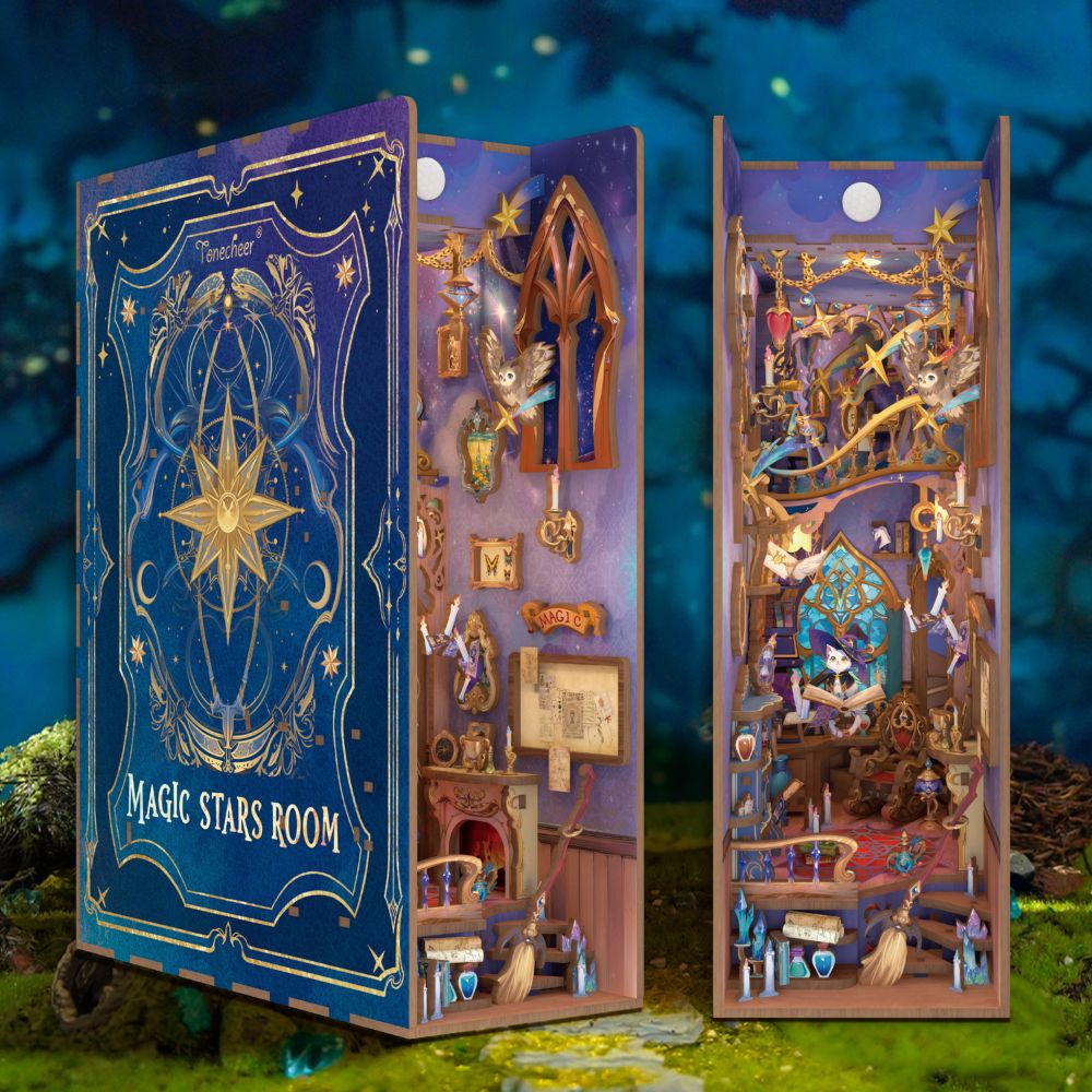 The finished product features enchanting LED lighting systems designed to simulate twinkling stars and other magical effects.