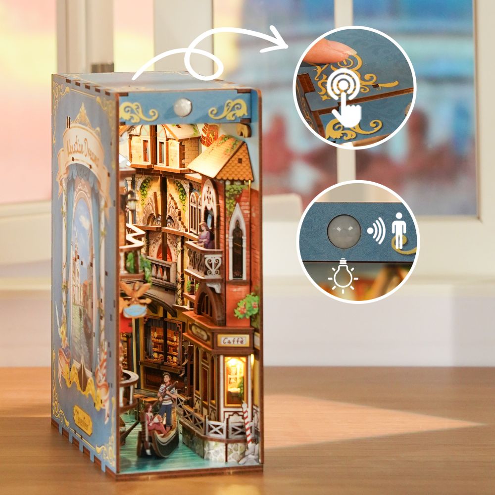 The kit often includes intelligent sensor LED lighting to illuminate the miniature scene.