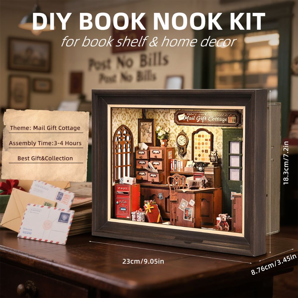 The finished dimensions are approximately 23cm (9.05in) wide, 18.3cm (7.2in) high, and 8.76cm (3.45in) deep. It serves as both a craft project and a unique piece of home decor or a collectible item. 