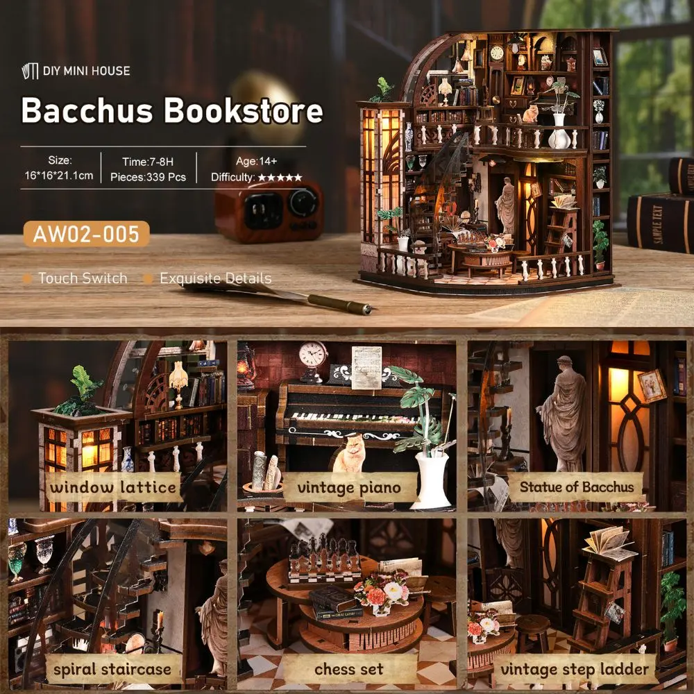Bacchus Bookstore DIY Mini House | DIY Miniature Kit