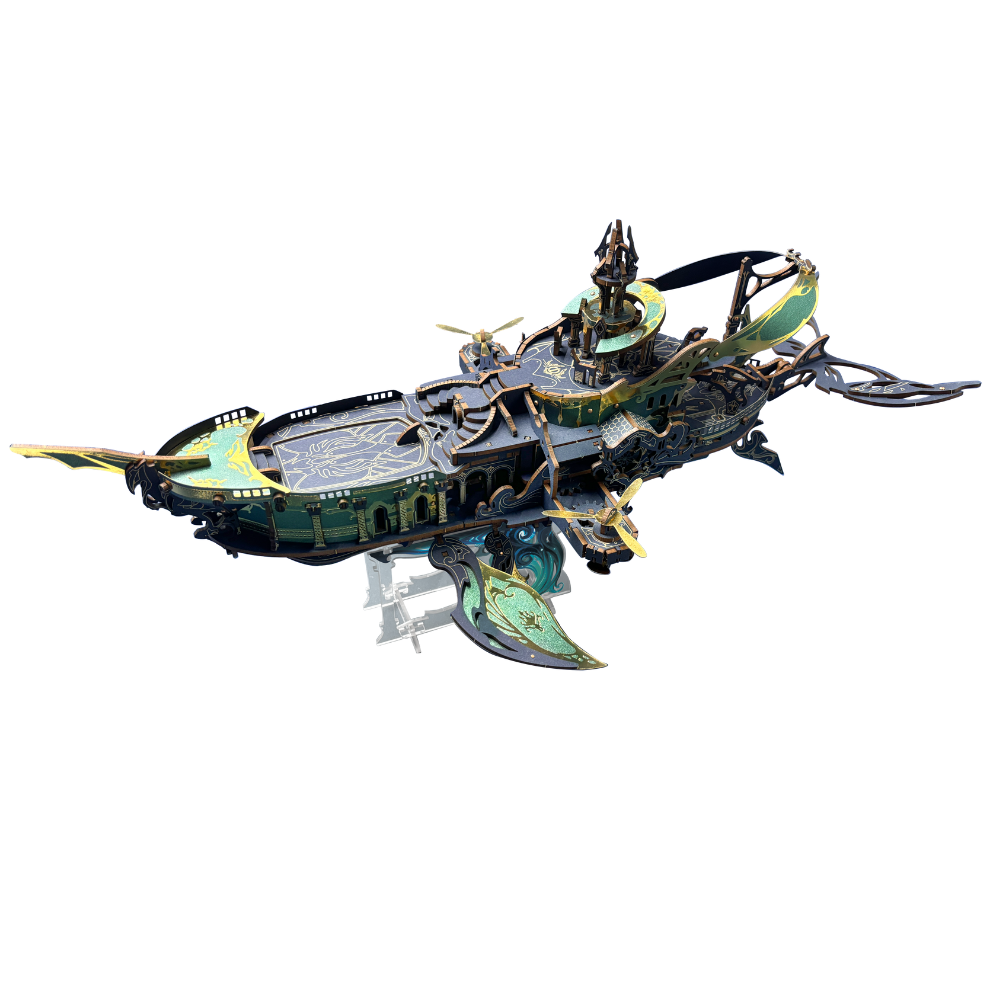 Whale Ark of the Universe 3D Mechanical Transmission Wooden Puzzle Kit-Book Nook World