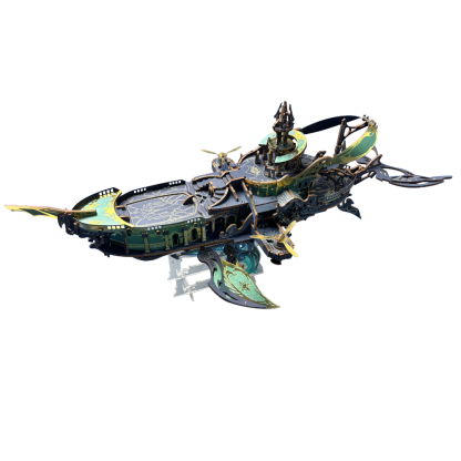 Whale Ark of the Universe 3D Mechanical Transmission Wooden Puzzle Kit-Book Nook World