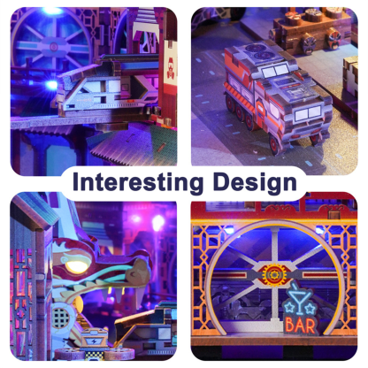 Cyber City DIY Book Nook Kit -Two Lighting Effects - Human Body Sensing Switch & Touch Switch -Book Nook World