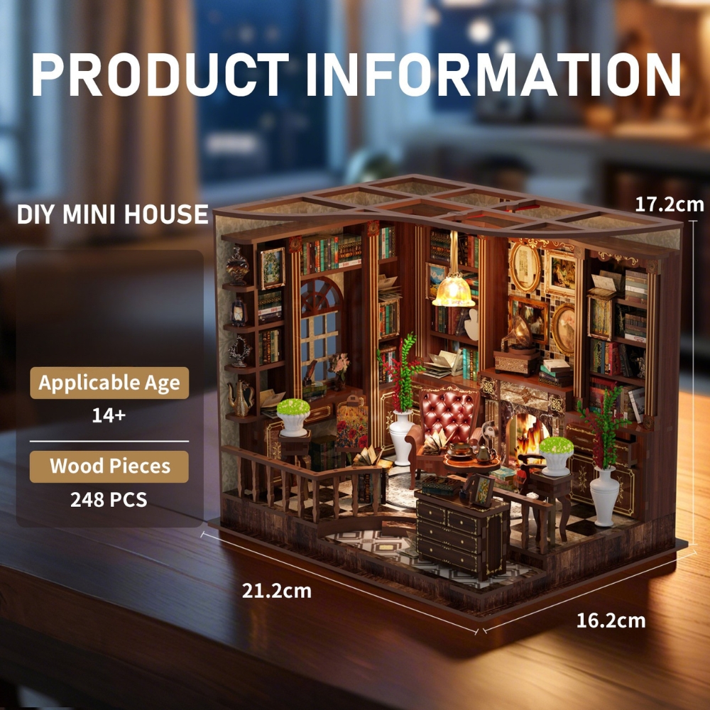 Left Bank Study DIY Mini House Kit l Miniature Kit-Book Nook World