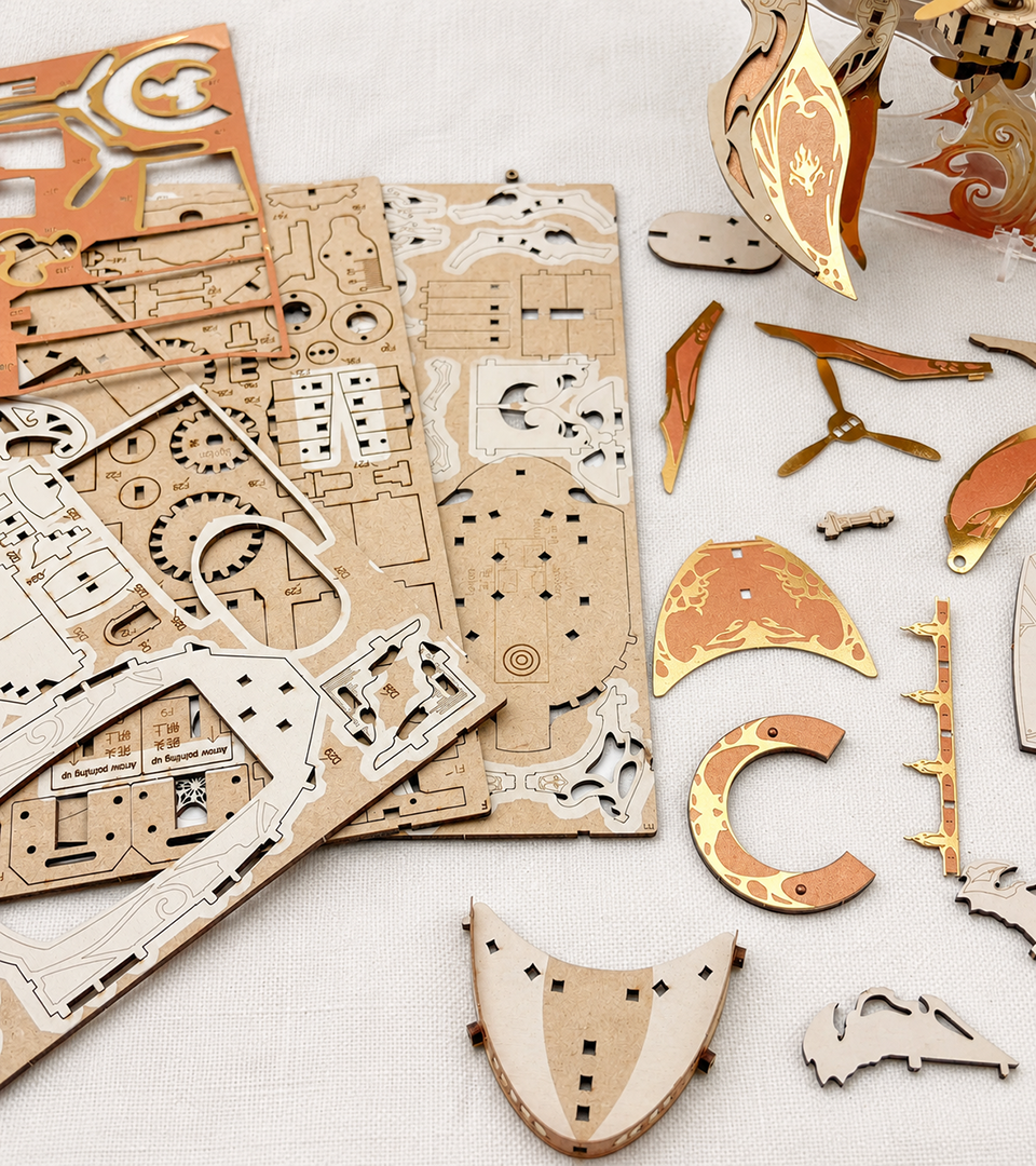Bouwdetail van Walvis Ark van het Universum 3D Mechanische Overdracht Houten Puzzel Kit