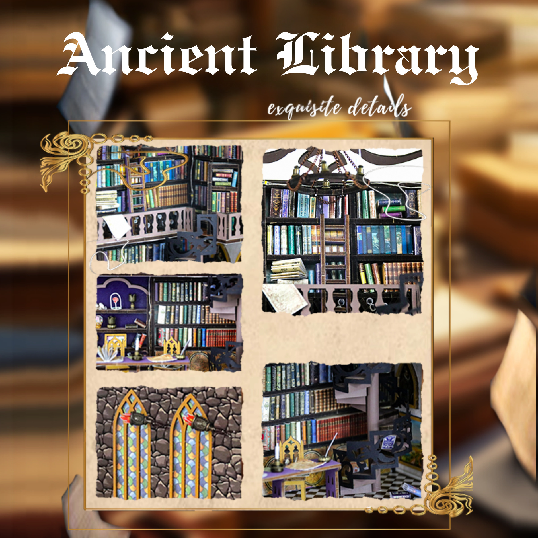 Ancient Library DIY Book Nook Kit-Book Nook World