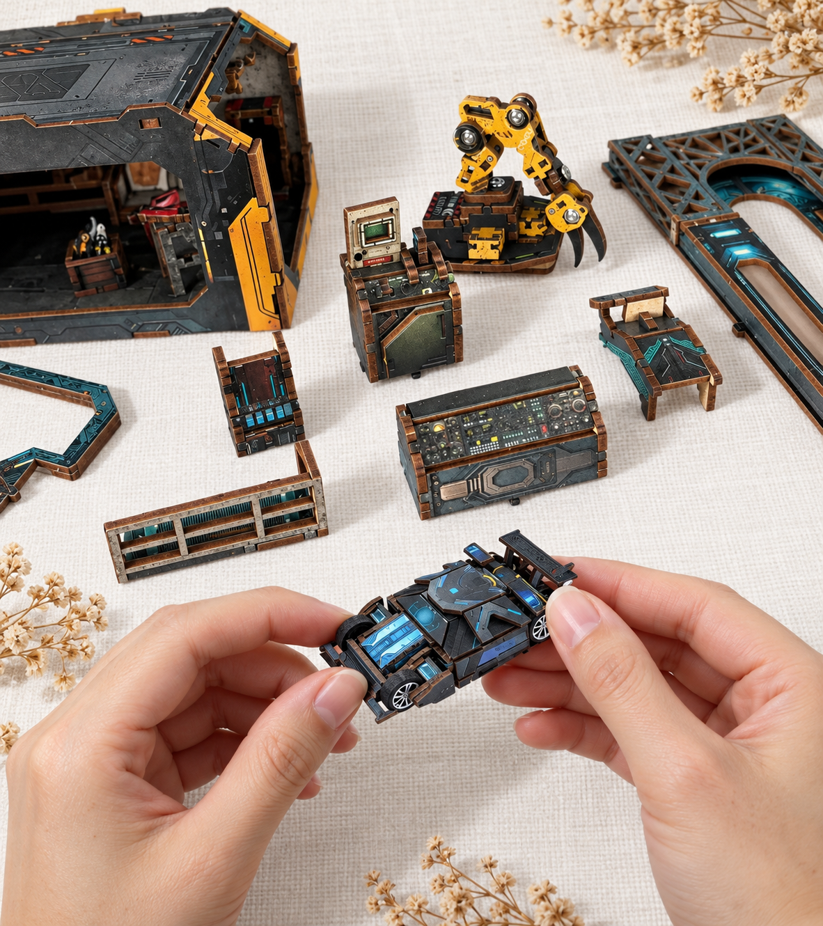 Automobile Workshop DIY Book Nook Kit build detail