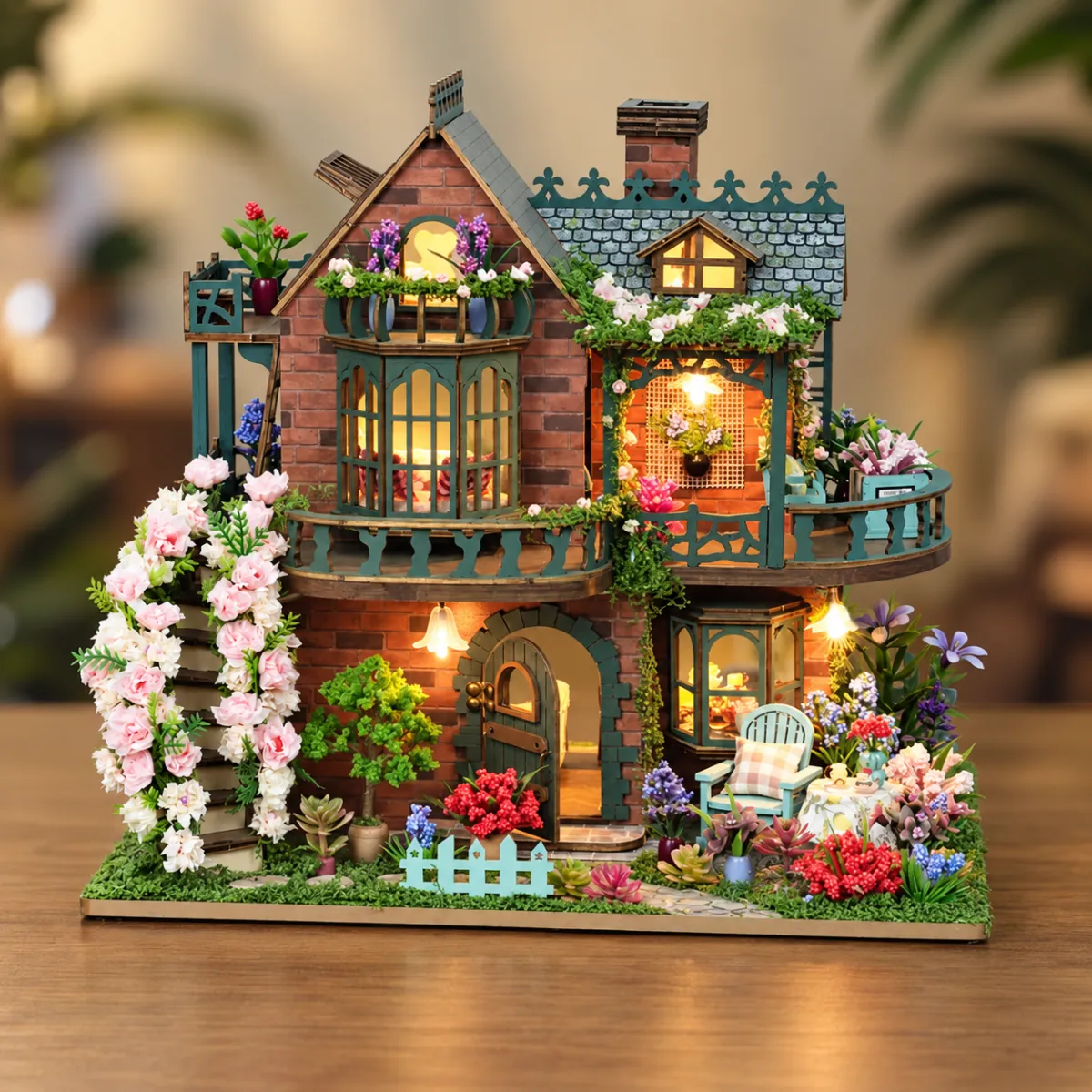 Fairy Garden DIY Mini House Kit l DIY Miniature Kit with lights on