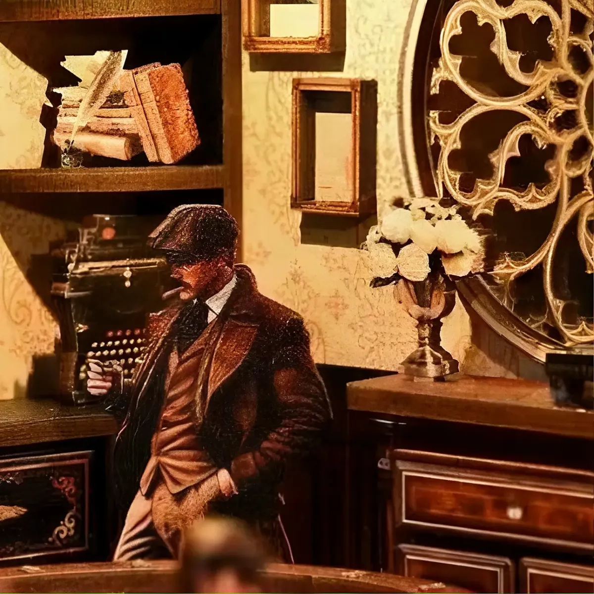  Detective Character Cutout With Vintage Office Scene Mini Props